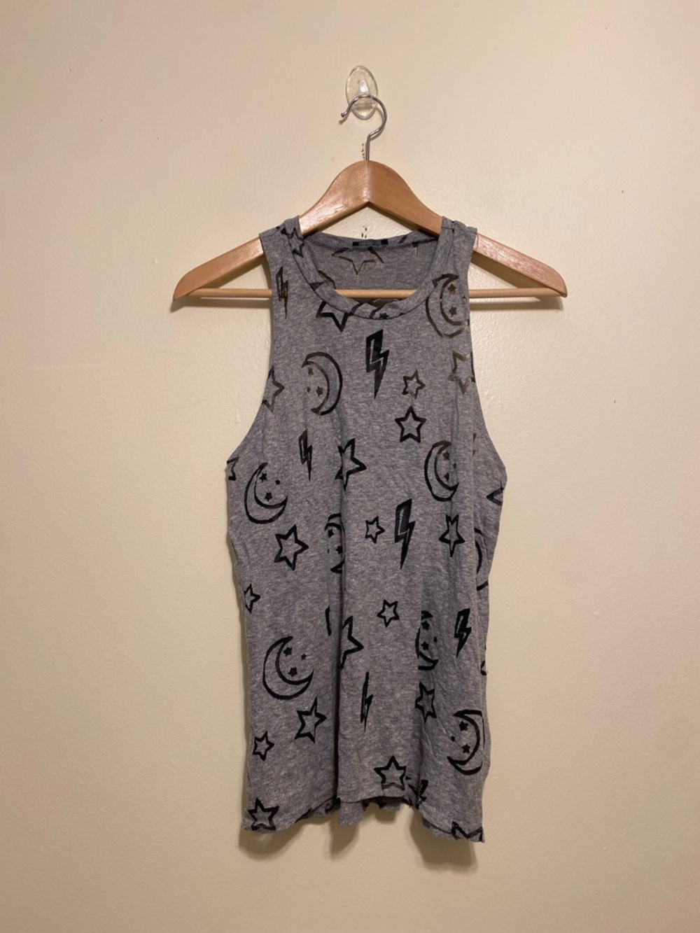 Terez Gray Moon & Star Graphic Tank. Size M